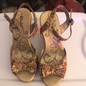 Floral high heeled sandals